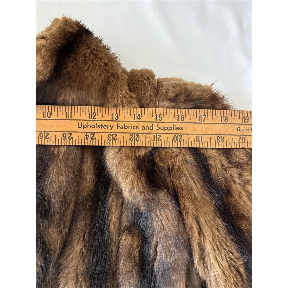 Vtg Maas Brothers Florida Brown Fur Cropped Coat Stole Small Mob Wife FLAWS READ - Picture 14 of 16
